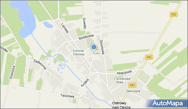 Ostrowy nad Okszą, Sosnowa, mapa Ostrowy nad Okszą