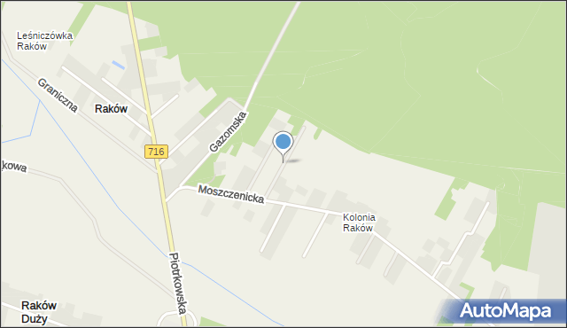 Raków gmina Moszczenica, Sosnowa, mapa Raków gmina Moszczenica