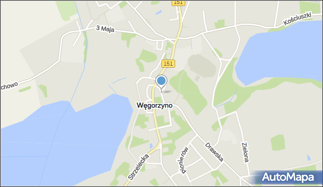 Węgorzyno, Sosnowskiego Fortunata, ks., mapa Węgorzyno