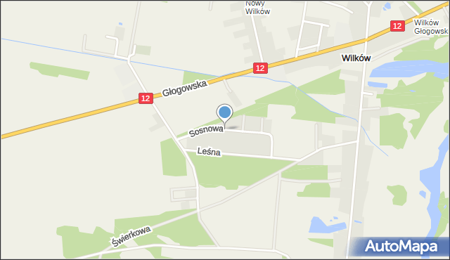 Wilków gmina Głogów, Sosnowa, mapa Wilków gmina Głogów