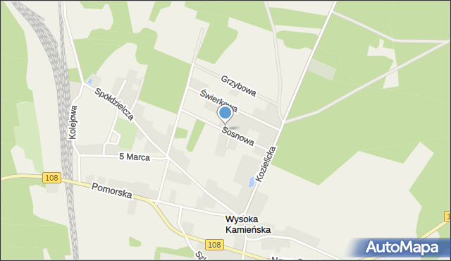 Wysoka Kamieńska, Sosnowa, mapa Wysoka Kamieńska