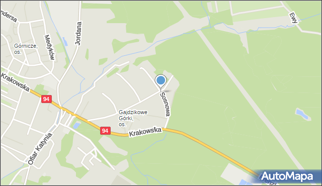 Zabrze, Sosnowa, mapa Zabrza