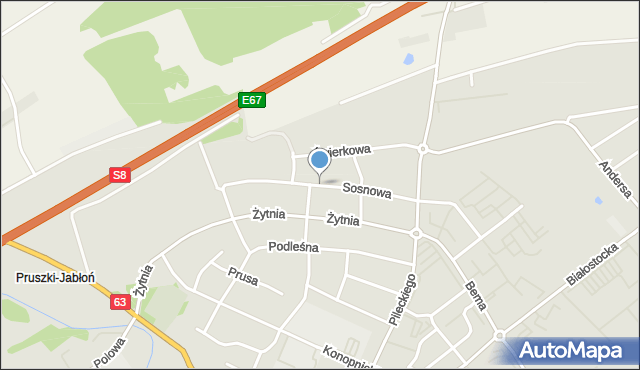 Zambrów, Sosnowa, mapa Zambrów