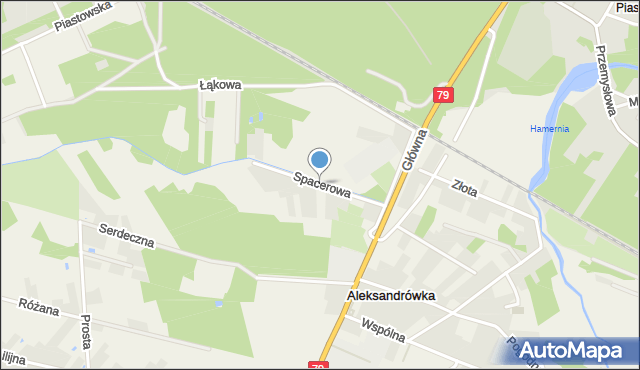 Aleksandrówka gmina Kozienice, Spacerowa, mapa Aleksandrówka gmina Kozienice