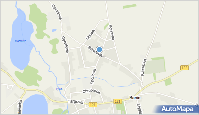 Banie, Sportowa, mapa Banie