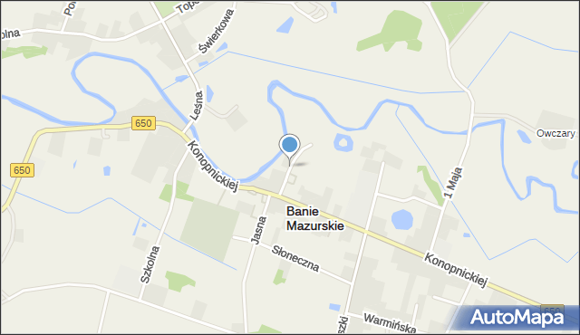 Banie Mazurskie, Sportowa, mapa Banie Mazurskie