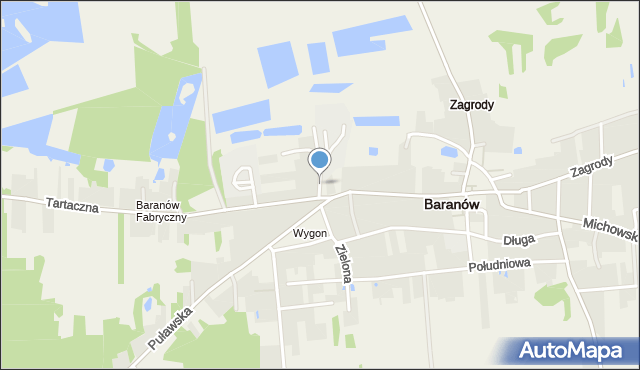 Baranów powiat puławski, Spółdzielcza, mapa Baranów powiat puławski