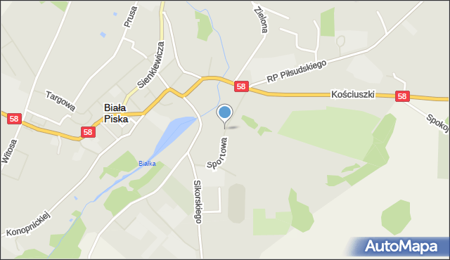 Biała Piska, Sportowa, mapa Biała Piska