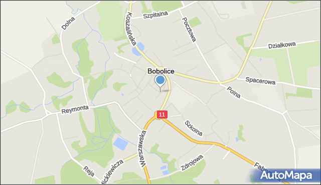 Bobolice powiat koszaliński, Spółdzielcza, mapa Bobolice powiat koszaliński