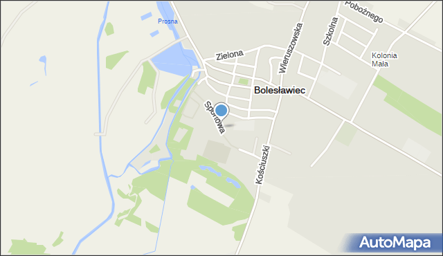 Bolesławiec powiat wieruszowski, Sportowa, mapa Bolesławiec powiat wieruszowski