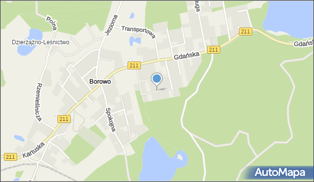 Borowo gmina Kartuzy, Spacerowa, mapa Borowo gmina Kartuzy