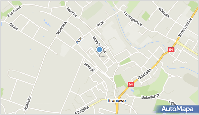 Braniewo, Spacerowa, mapa Braniewo