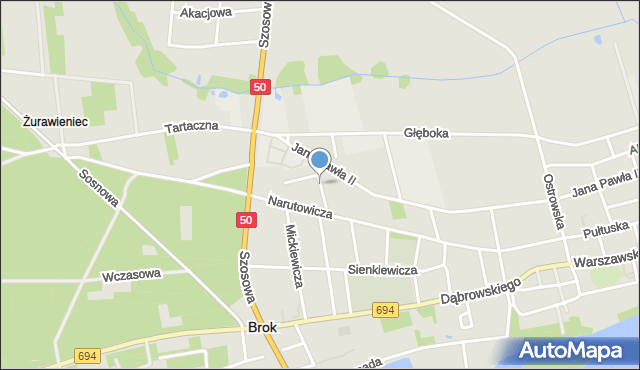 Brok powiat ostrowski, Sportowa, mapa Brok powiat ostrowski