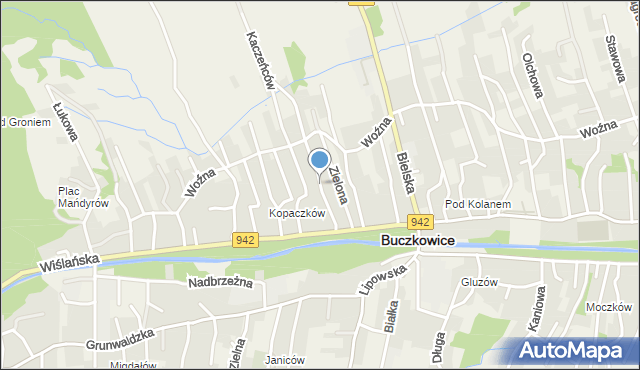 Buczkowice, Spokojna, mapa Buczkowice