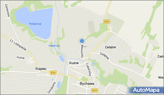 Bychawa, Sportowa, mapa Bychawa
