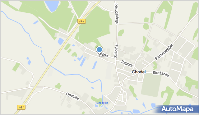 Chodel, Sportowa, mapa Chodel