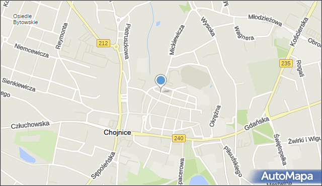 Chojnice, Spichrzowa, mapa Chojnic