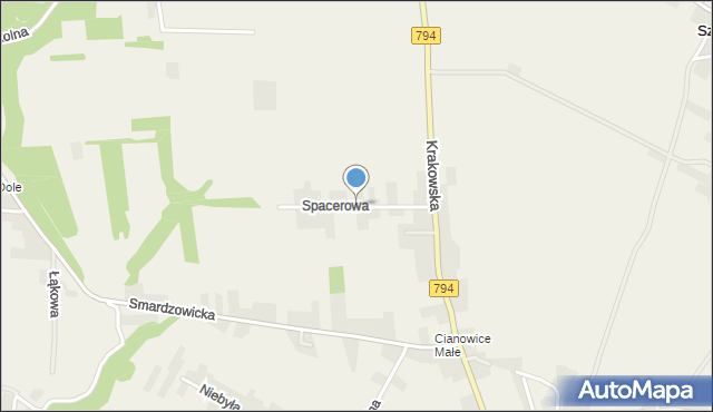 Cianowice, Spacerowa, mapa Cianowice