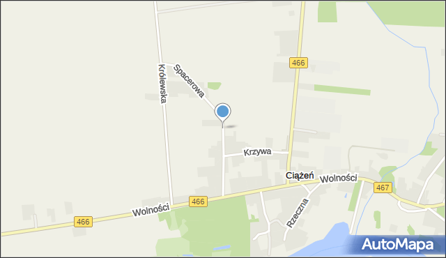 Ciążeń, Spacerowa, mapa Ciążeń