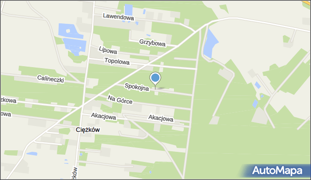 Ciężków gmina Aleksandrów Łódzki, Spokojna, mapa Ciężków gmina Aleksandrów Łódzki