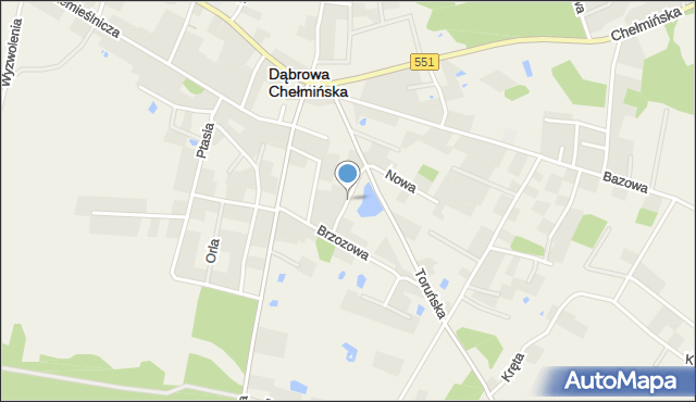 Dąbrowa Chełmińska, Spokojna, mapa Dąbrowa Chełmińska