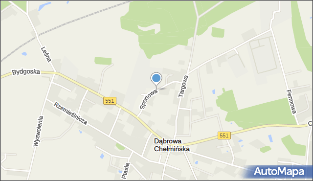 Dąbrowa Chełmińska, Sportowa, mapa Dąbrowa Chełmińska