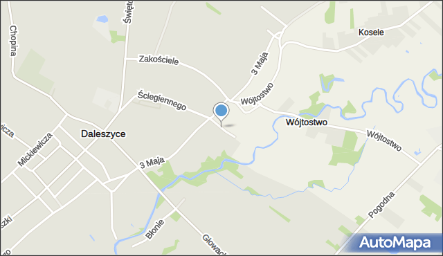 Daleszyce, Spacerowa, mapa Daleszyce