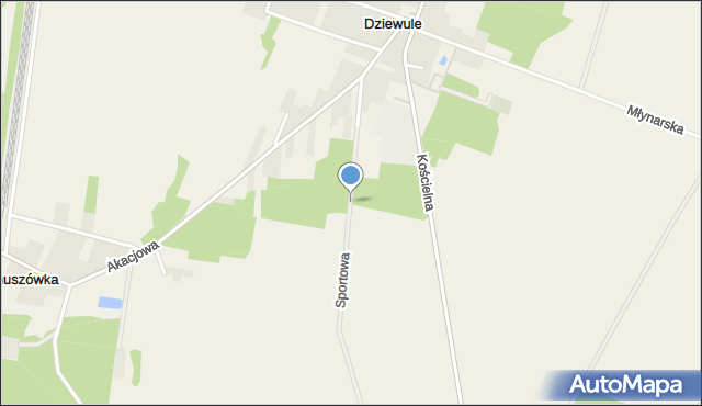 Dziewule, Sportowa, mapa Dziewule