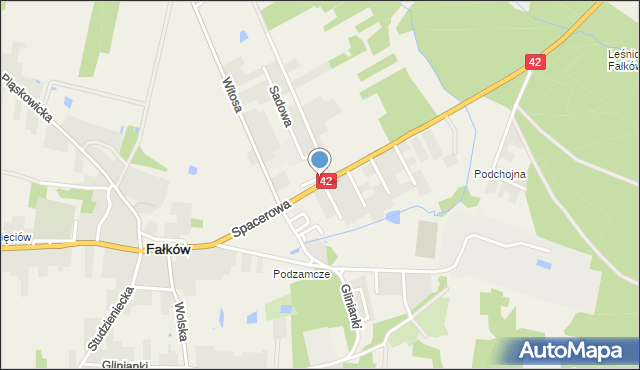 Fałków, Spacerowa, mapa Fałków