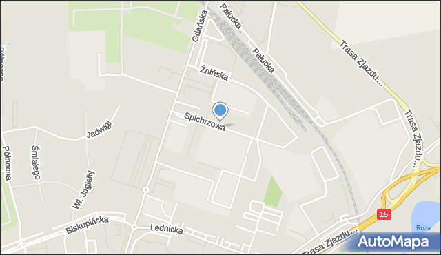 Gniezno, Spichrzowa, mapa Gniezna