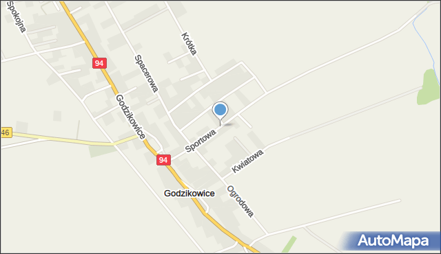 Godzikowice, Sportowa, mapa Godzikowice