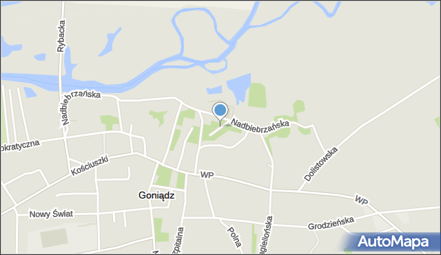 Goniądz, Spółdzielcza, mapa Goniądz