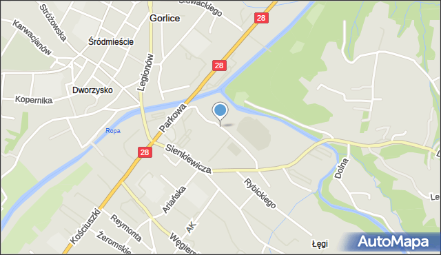 Gorlice, Sportowa, mapa Gorlic