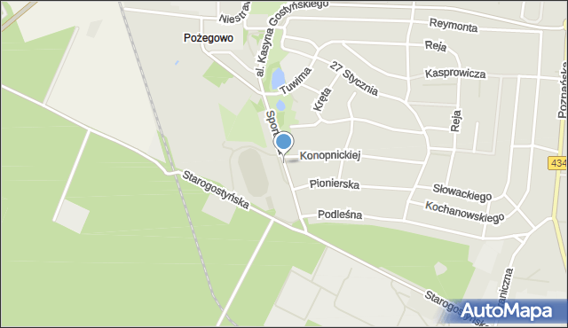 Gostyń, Sportowa, mapa Gostyń