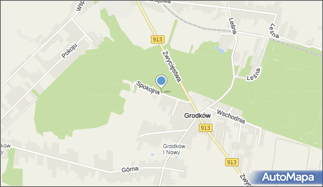 Grodków gmina Psary, Spokojna, mapa Grodków gmina Psary