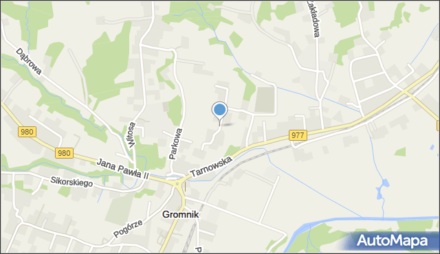 Gromnik powiat tarnowski, Sportowa, mapa Gromnik powiat tarnowski