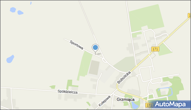 Grzmiąca powiat szczecinecki, Sportowa, mapa Grzmiąca powiat szczecinecki