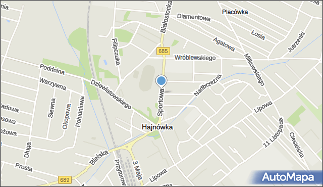 Hajnówka, Sportowa, mapa Hajnówka