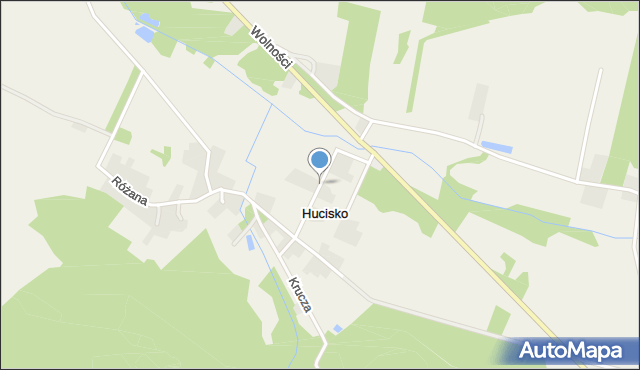 Hucisko gmina Boronów, Spokojna, mapa Hucisko gmina Boronów