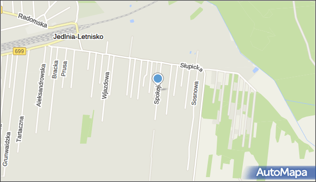 Jedlnia-Letnisko, Spokojna, mapa Jedlnia-Letnisko