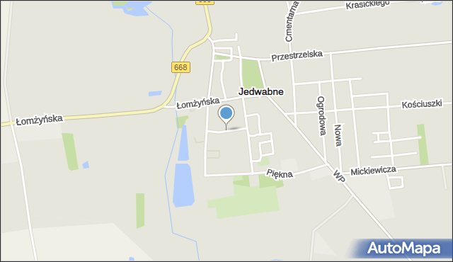 Jedwabne, Spółdzielcza, mapa Jedwabne