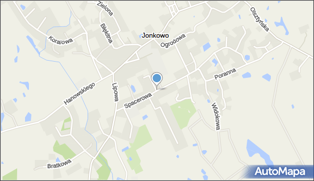 Jonkowo, Spacerowa, mapa Jonkowo