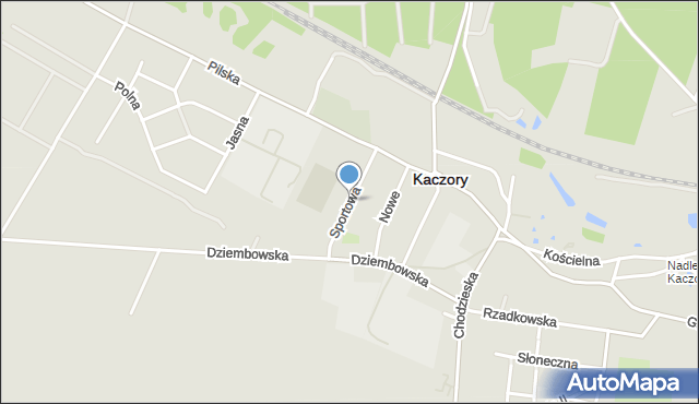 Kaczory powiat pilski, Sportowa, mapa Kaczory powiat pilski