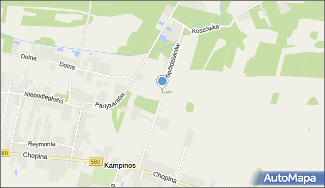 Kampinos, Spółdzielców, mapa Kampinos