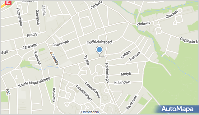 Katowice, Spokojna, mapa Katowic