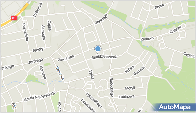 Katowice, Spółdzielczości, mapa Katowic