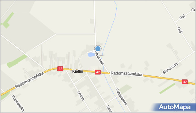 Kietlin gmina Radomsko, Spacerowa, mapa Kietlin gmina Radomsko