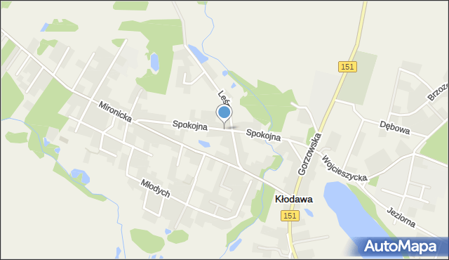 Kłodawa powiat gorzowski, Spokojna, mapa Kłodawa powiat gorzowski