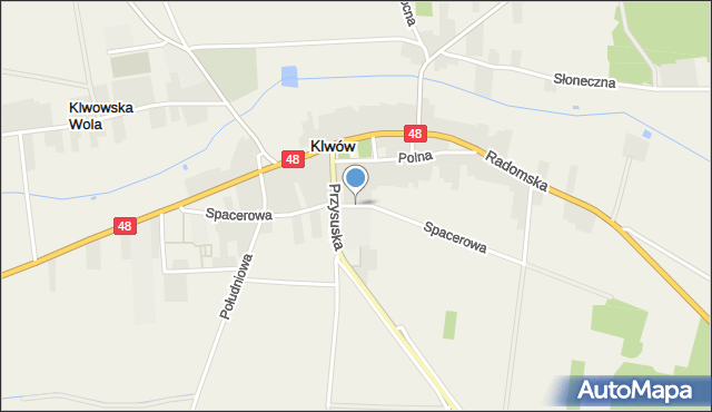 Klwów, Spacerowa, mapa Klwów