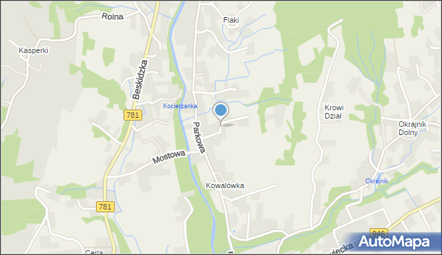 Kocierz Moszczanicki, Spacerowa, mapa Kocierz Moszczanicki